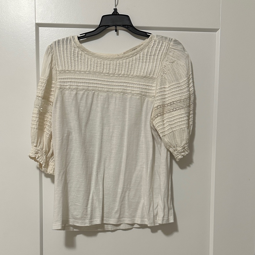 LOFT Cream Textured Women's Blouse